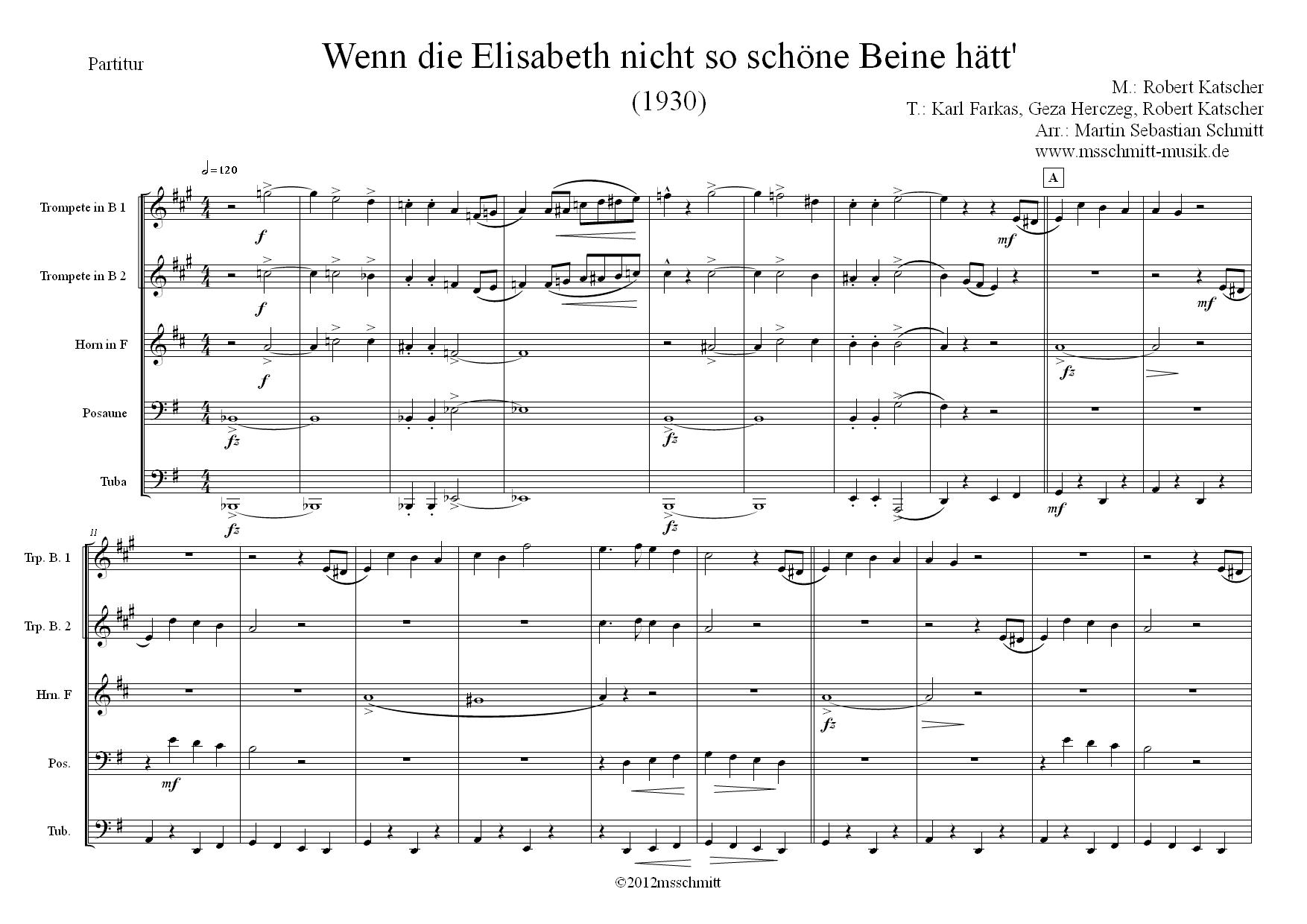 Wenn Die Elisabeth Nicht So Schöne Beine Hätt Text